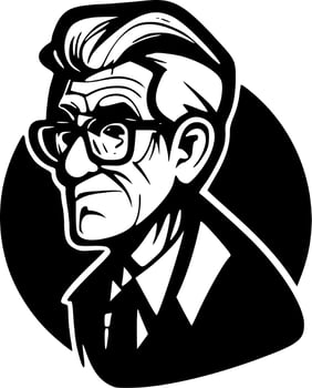 Senior, Black and White Vector illustration