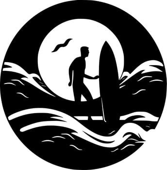 Surf, Black and White Vector illustration