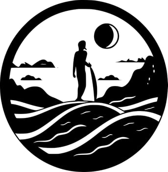 Surf, Minimalist and Simple Silhouette - Vector illustration