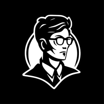 Teacher, Black and White Vector illustration