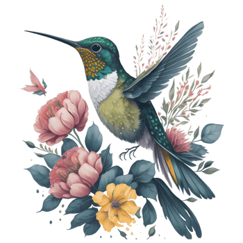 Watercolor Hummingbird Clipart, Watercolor Bird Hummingbird Floral Hand Drawn Illustration, Wildlife Colorful Transparent Art png