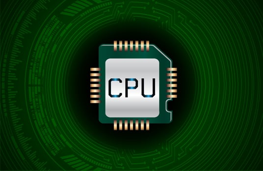 Modern Cybersecurity Technology Background with CPU Chip vector