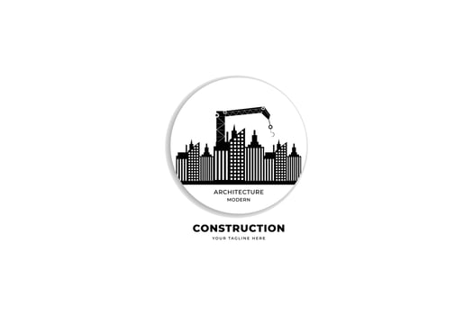 construction logo with buildings illustration vector