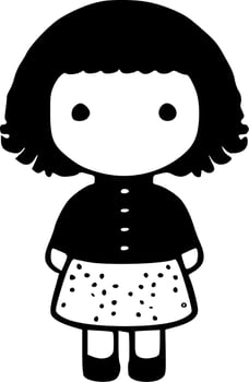 Doll, Black and White Vector illustration