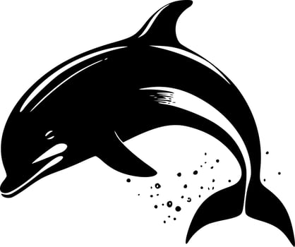 Dolphin - Black and White Isolated Icon - Vector illustration