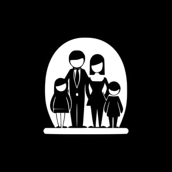 Family - Black and White Isolated Icon - Vector illustration