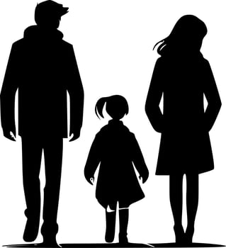 Family - Black and White Isolated Icon - Vector illustration