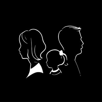 Family - Black and White Isolated Icon - Vector illustration