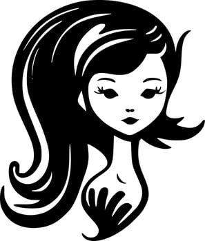 Mermaid, Black and White Vector illustration