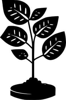 Plant - Black and White Isolated Icon - Vector illustration