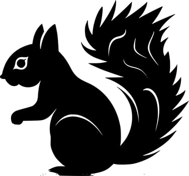 Squirrel, Black and White Vector illustration