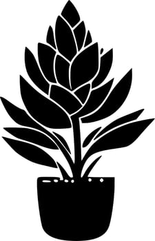 Succulent - Black and White Isolated Icon - Vector illustration