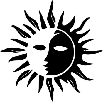 Sun - Black and White Isolated Icon - Vector illustration