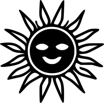Sun, Black and White Vector illustration