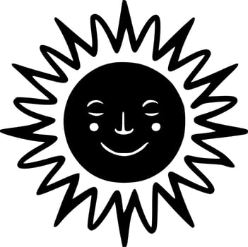 Sun - Black and White Isolated Icon - Vector illustration