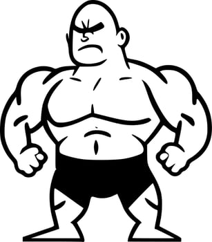 Wrestling - Black and White Isolated Icon - Vector illustration