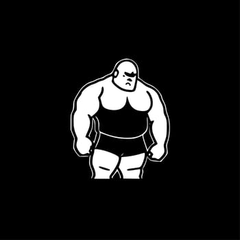 Wrestling, Black and White Vector illustration