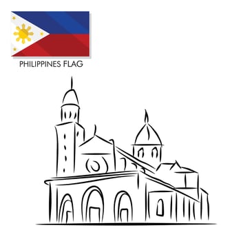 manila  vector illustration template banner philippine national day with philippine flag design  national day banner design and illustration of a church