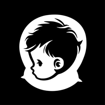 Baby Boy, Black and White Vector illustration