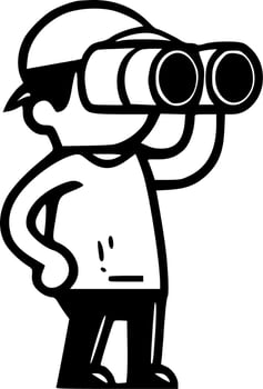 Binoculars - Black and White Isolated Icon - Vector illustration