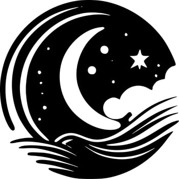 Celestial - Black and White Isolated Icon - Vector illustration