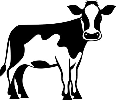 Cow, Black and White Vector illustration