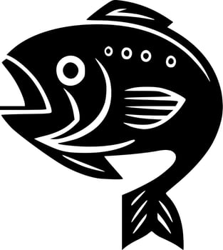 Fish - Black and White Isolated Icon - Vector illustration