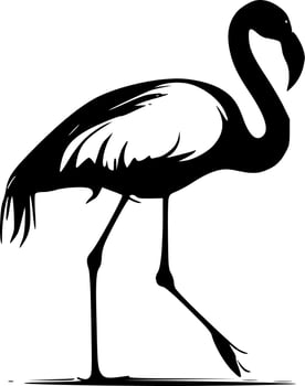 Flamingo - Black and White Isolated Icon - Vector illustration