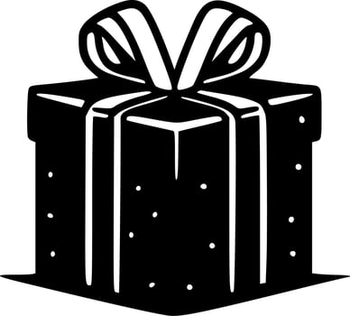 Gift Box, Black and White Vector illustration