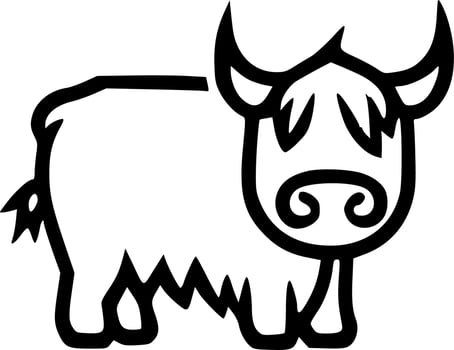 Highland Cow - Minimalist and Flat Logo - Vector illustration