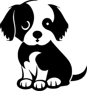 Puppy - Black and White Isolated Icon - Vector illustration