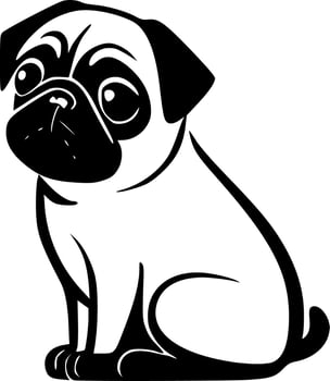 Pug, Black and White Vector illustration