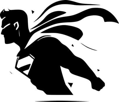 Superhero - Black and White Isolated Icon - Vector illustration
