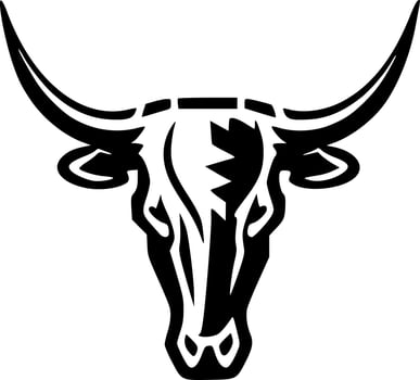 Texas Longhorn Head - Black and White Isolated Icon - Vector illustration