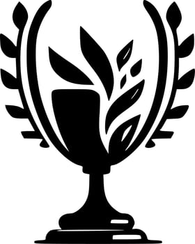 Trophy - Black and White Isolated Icon - Vector illustration
