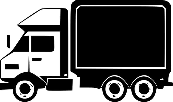 Truck - Black and White Isolated Icon - Vector illustration