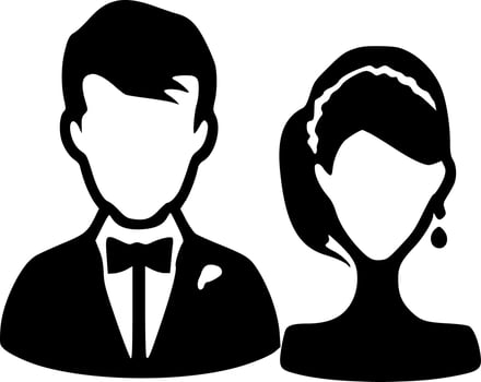 Wedding, Black and White Vector illustration