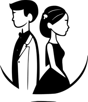 Wedding - Black and White Isolated Icon - Vector illustration