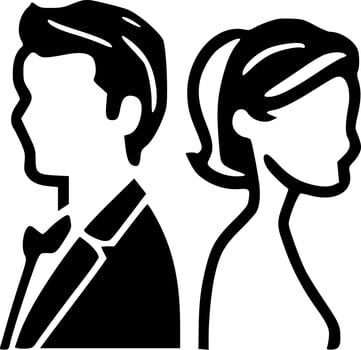 Wedding, Black and White Vector illustration