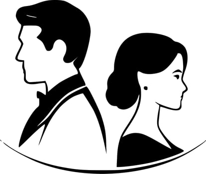 Wedding - Black and White Isolated Icon - Vector illustration