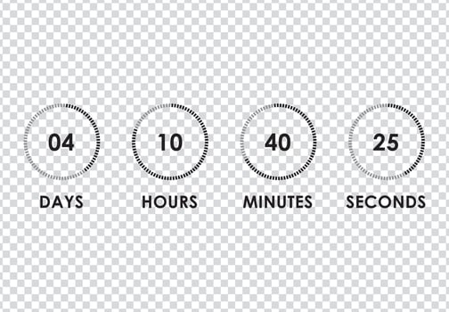Countdown circle clock counter timer vector illustration on background