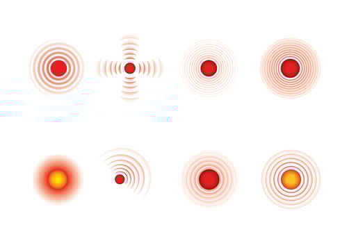 Pain red circle medical icons set vector illustration on background