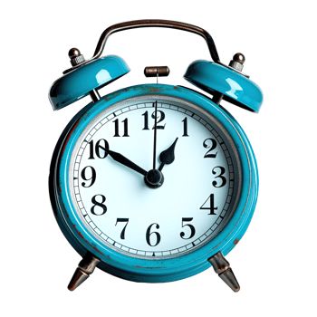 Blue alarm clock on a transparent background. png