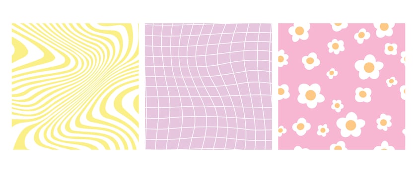 Abstract retro aesthetic backgrounds. Twisted and distorted vector texture in trendy retro psychedelic style. Y2k aesthetic.