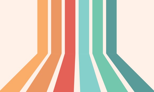 Retro groovy background. Geometric hippie rainbows line. Vintage retro style wallpaper with lines, rainbow wavy stripes. abstract stylish 70s era line frame illustration vector