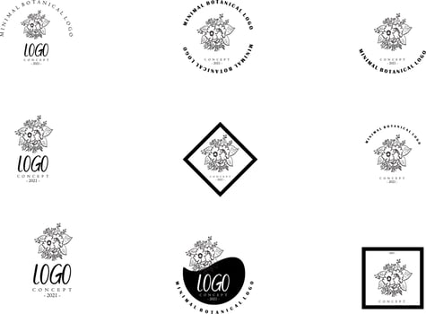 Line Art Minimalist Flower Logo Pack vector