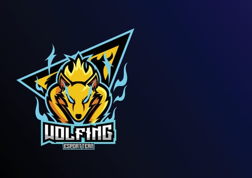 wolf gaming logo esport design vector