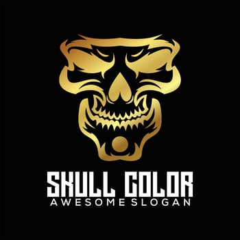 skull logo design line art luxury color vector