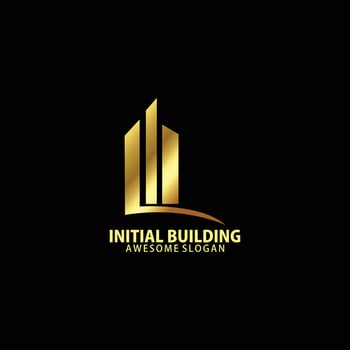 initial l i with real estate logo design luxury color vector