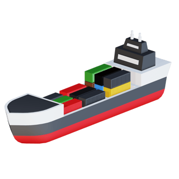 3d icon cargo ship isolated on transparent background png